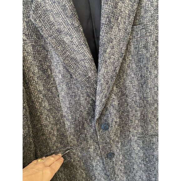 Veraci Vintage Men’s Wool Tweed Blazer Sz S Navy White Classic Academia Grandpa - Picture 10 of 16